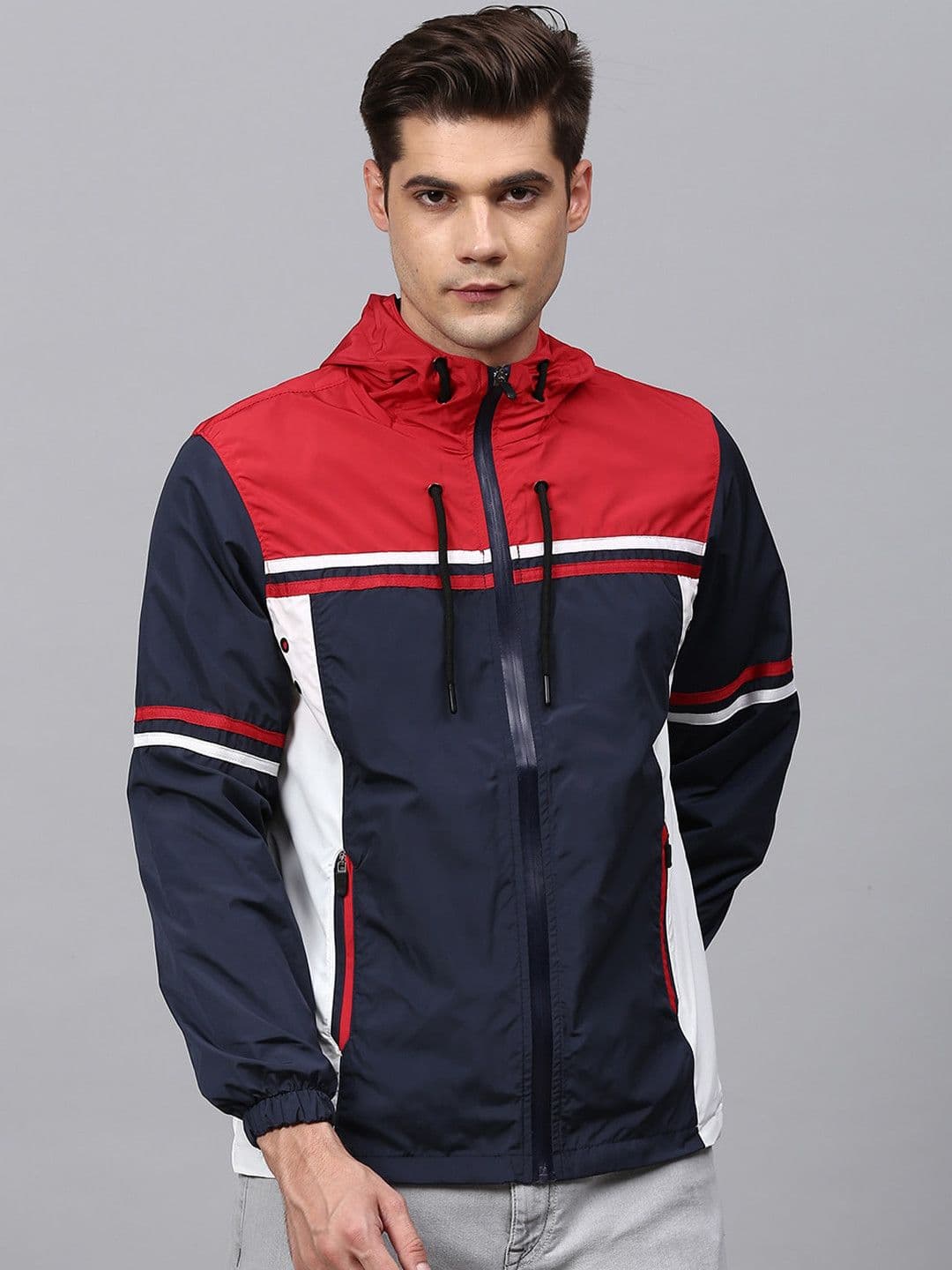 CAHOOT Men Blue & Red Colourblocked Windcheater Outdoor Sporty Jacket - view 1