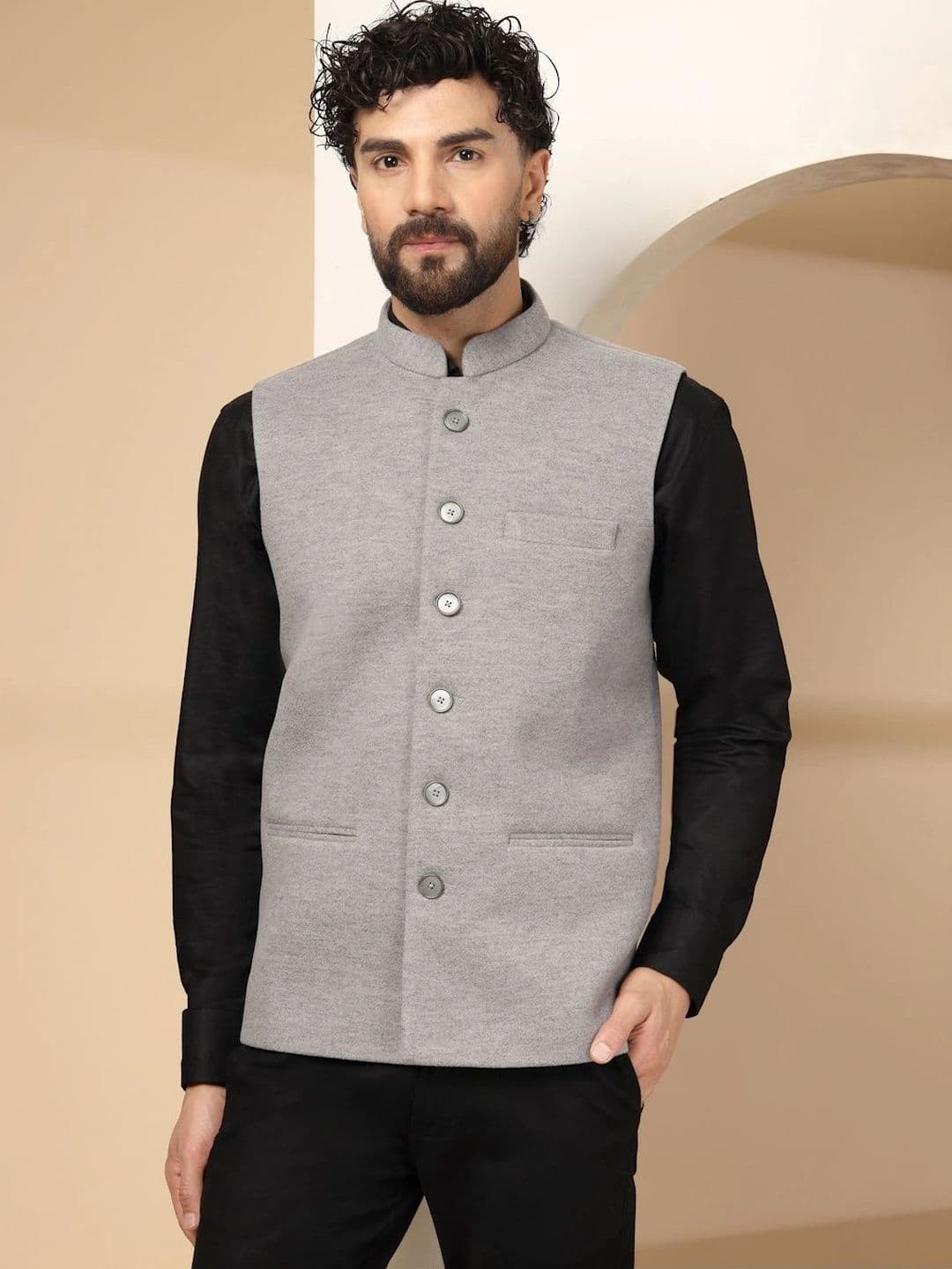 DEIFIC Mandarin Collar Sleeveless Nehru Jackets - view 1