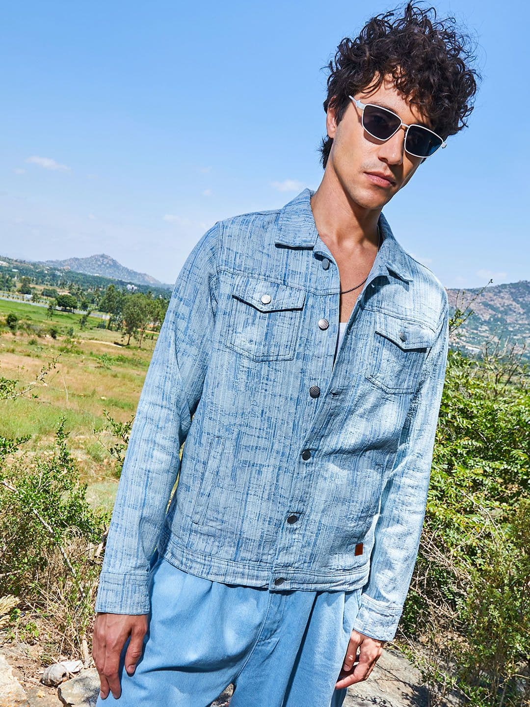 CAHOOT Men Lightweight Denim Jacket with Patchwork - view 1