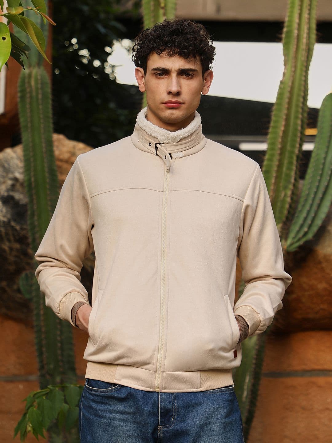 CAHOOT Men Mock Collar Solid Lightweight Bomber Jacket - view 1