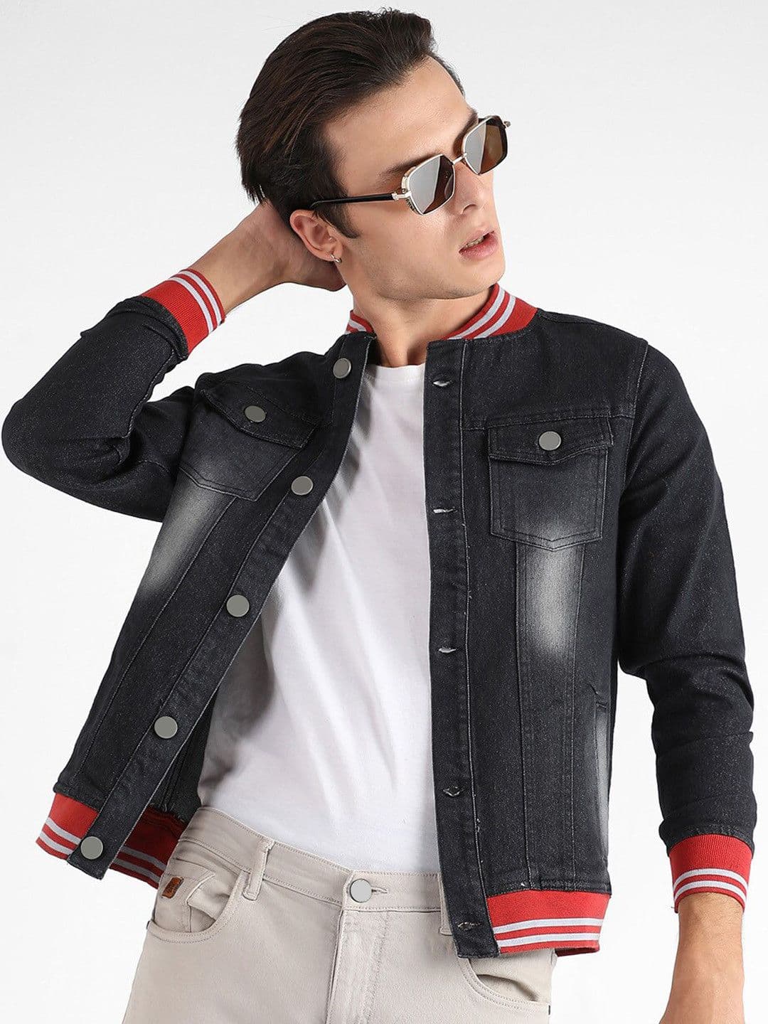 CAHOOT Striped Windcheater Cotton Denim Jacket - view 1