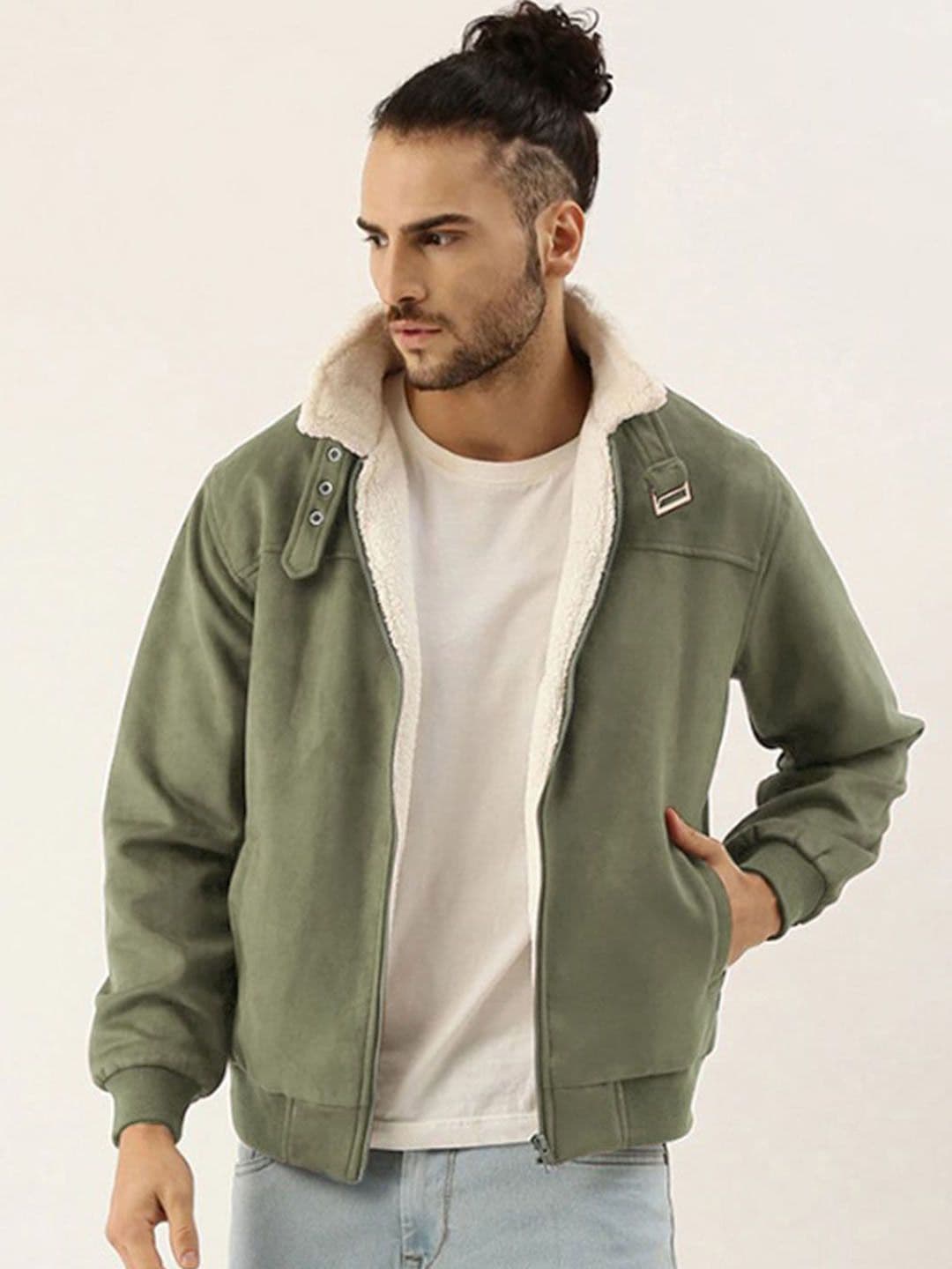 CAHOOT Men Spread Collar Solid Casual Bomber Jacket - view 1
