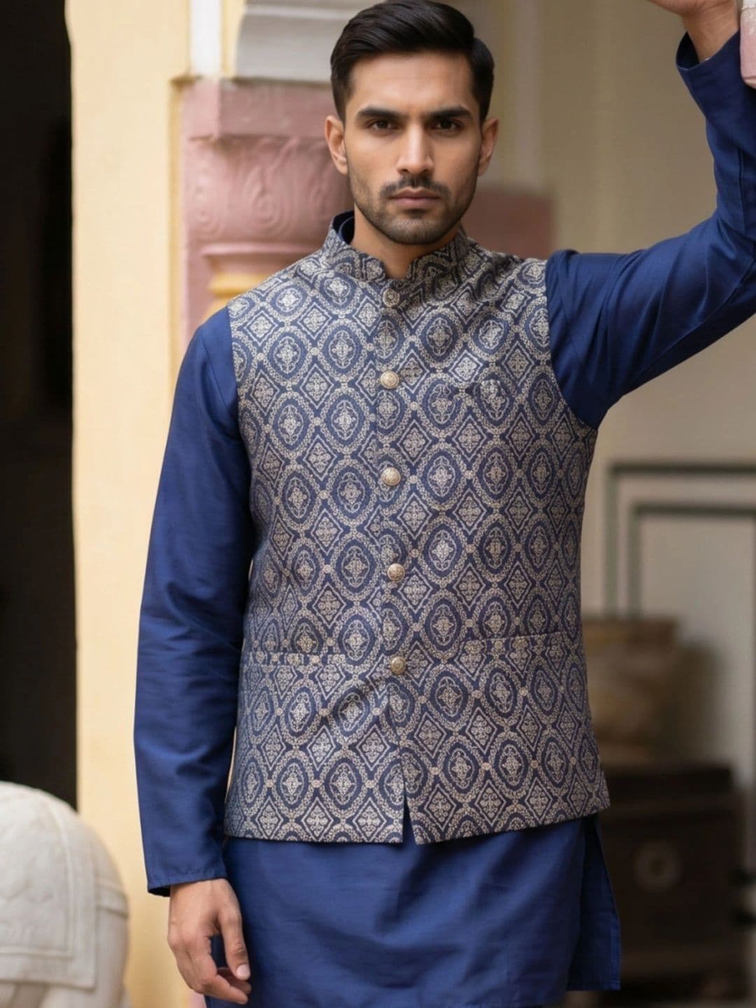 Jompers Woven Design Nehru Jackets - view 1
