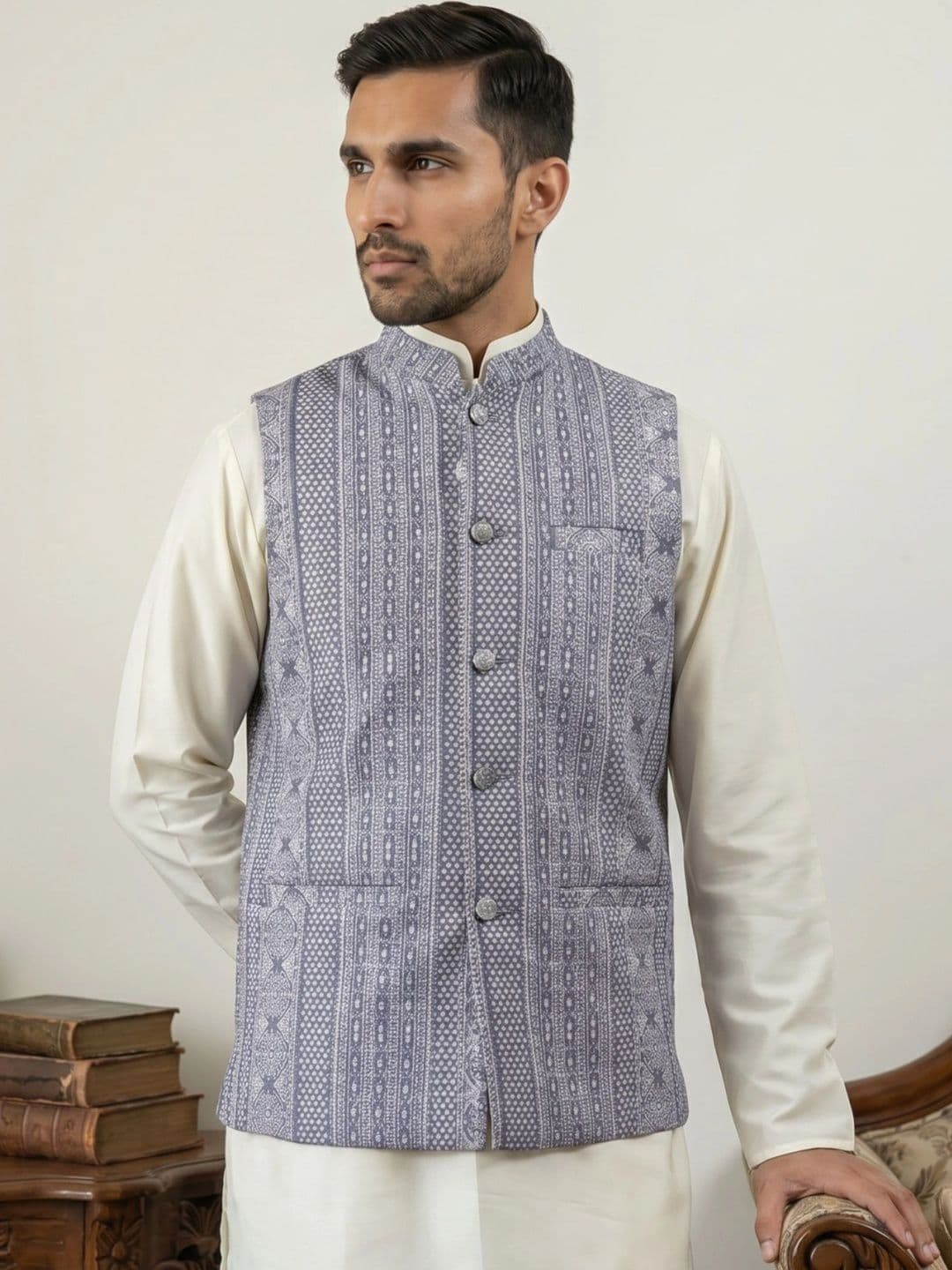 Jompers Woven Design Nehru Jackets - view 1