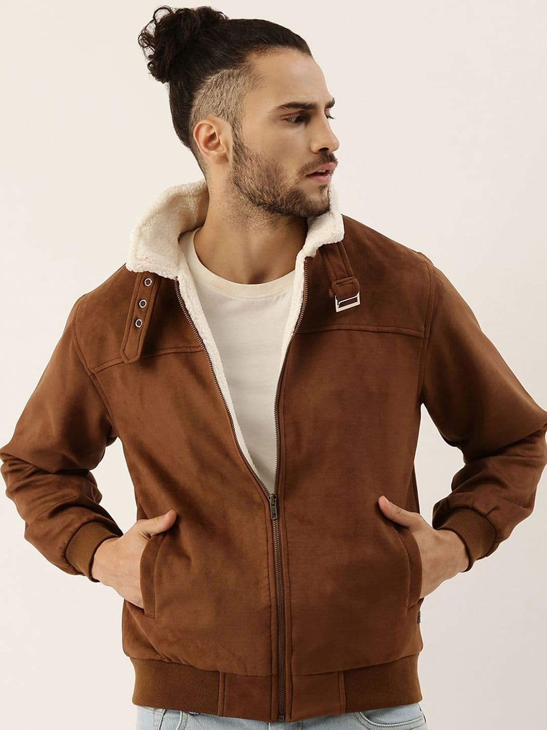 CAHOOT Men Spread Collar Solid Casual Bomber Jacket - view 1