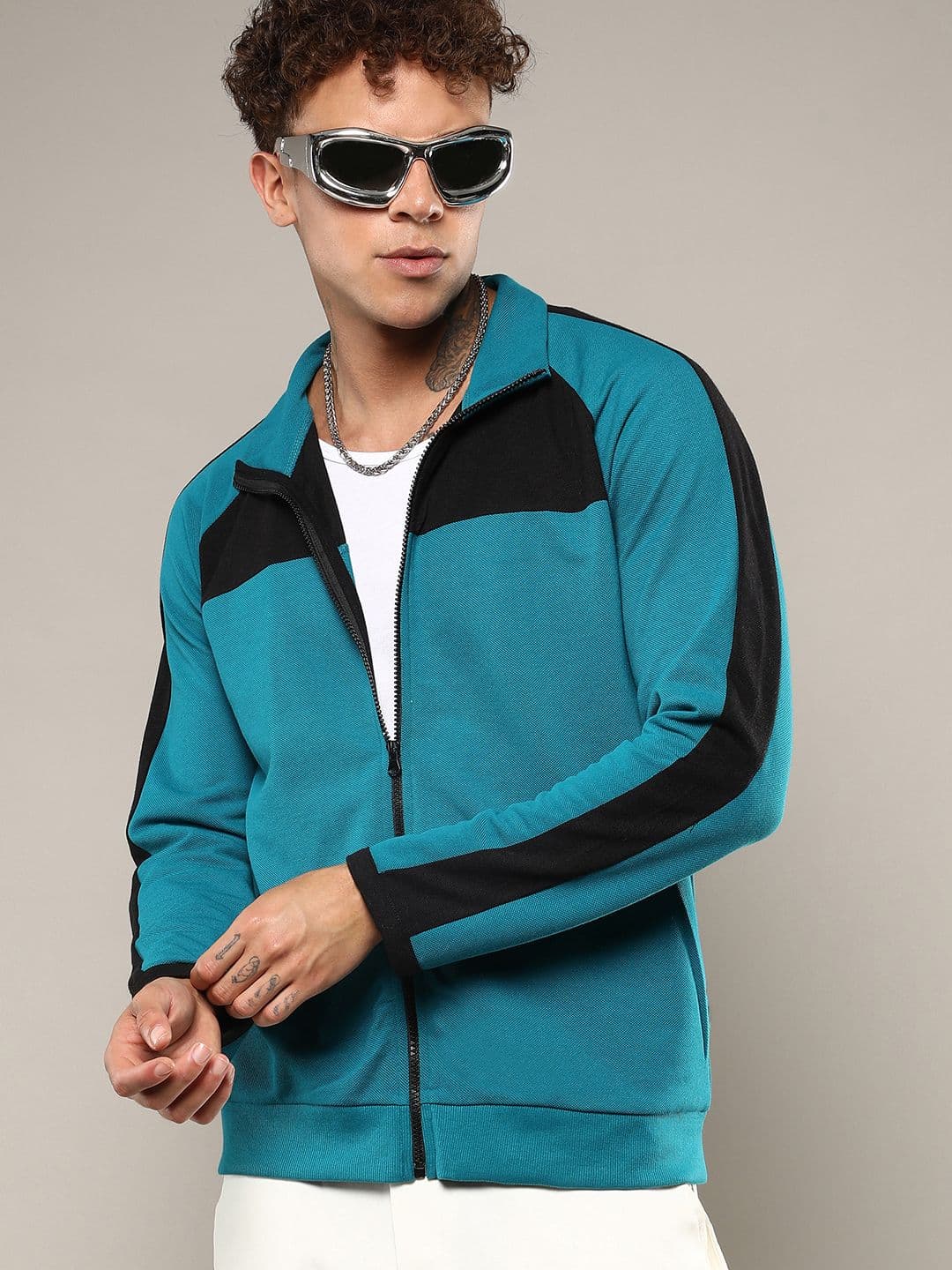 CAHOOT Men Mock Collar Colourblocked Cotton Casual Bomber Jacket - view 1