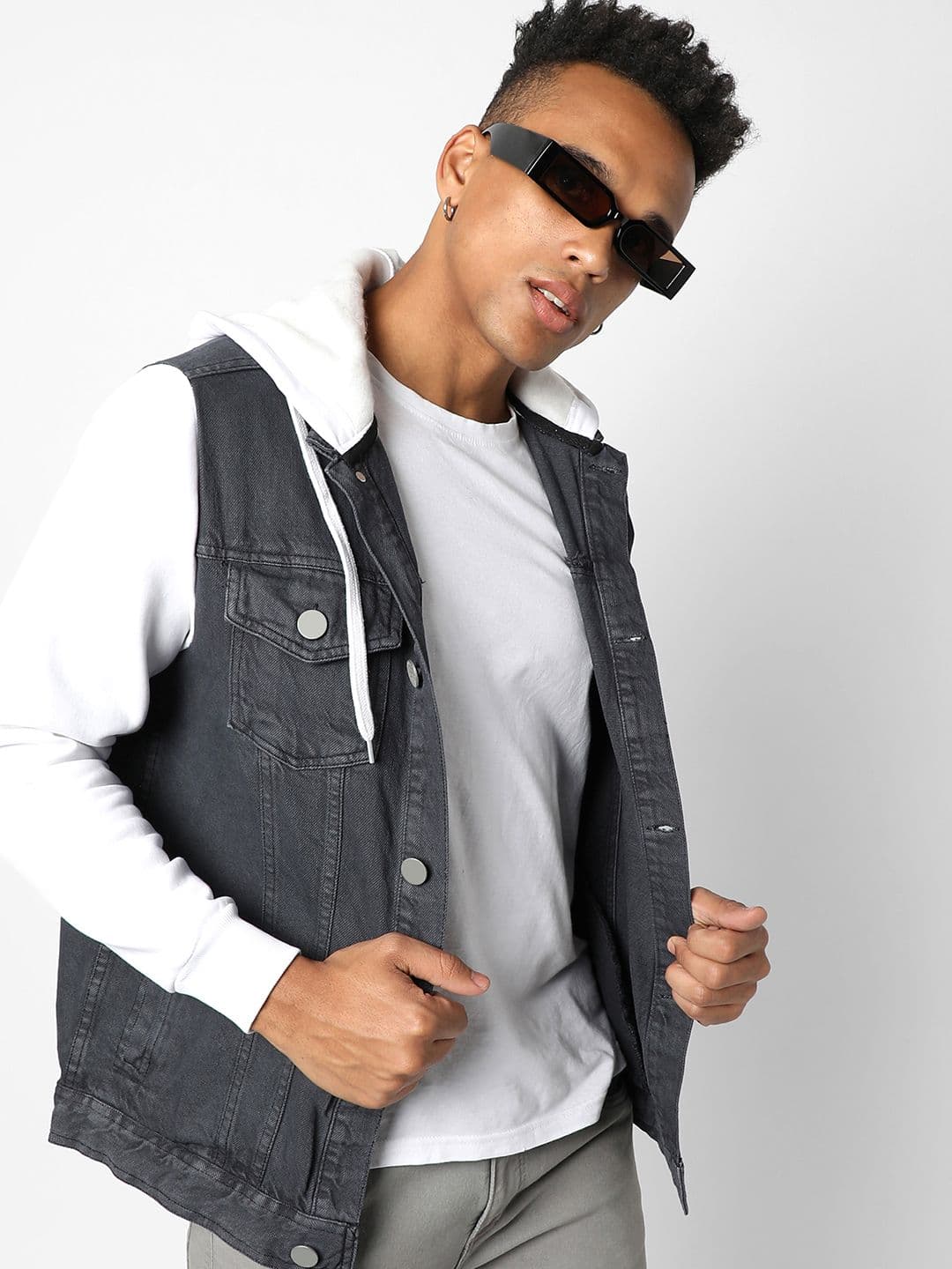 CAHOOT Men Charcoal Washed Windcheater Outdoor Denim Jacket - view 1
