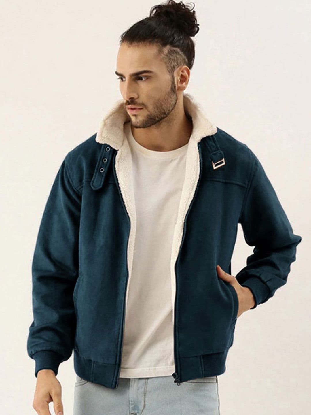 CAHOOT Men Lapel Collar Solid Casual Bomber Jacket - view 1
