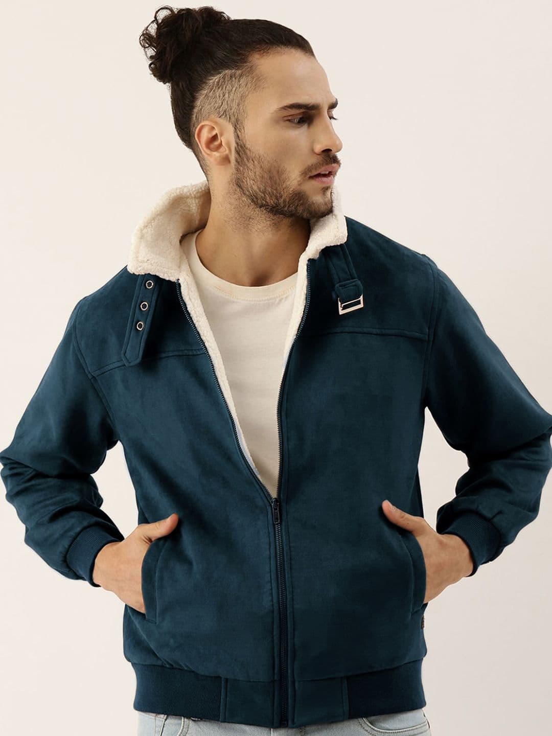 CAHOOT Men Spread Collar Solid Casual Bomber Jacket - view 1