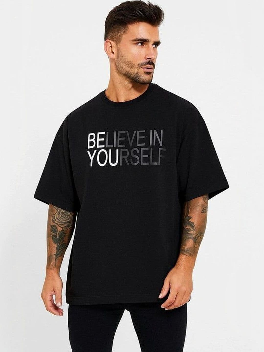 9TUNKI Men Oversized Typography Printed Cotton T-shirt - view 1