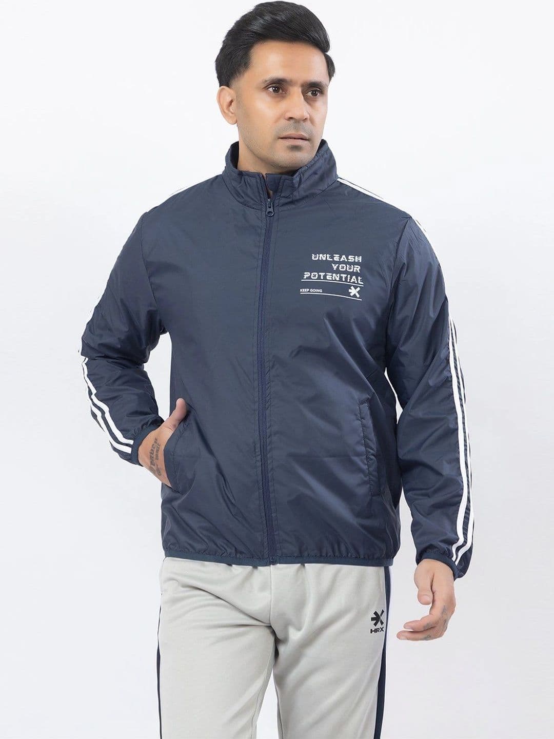 HRX by Hrithik Roshan Men Typography Colourblocked Lightweight Woven Jacket - view 1