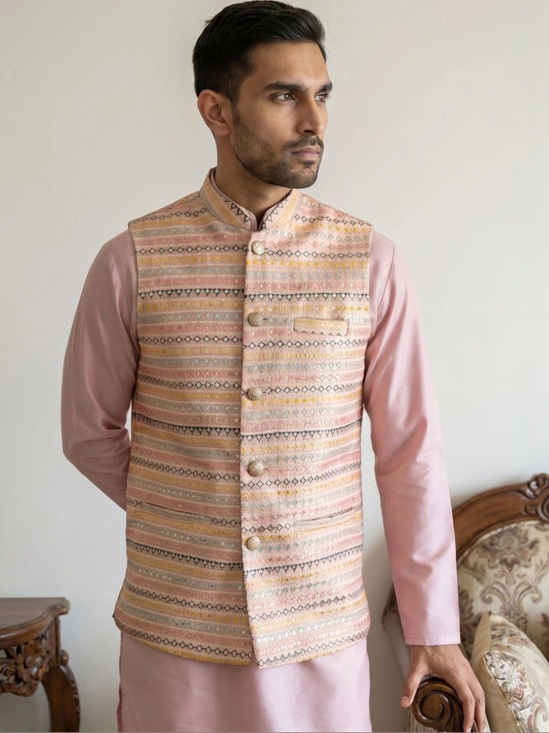 Jompers Woven Design Nehru Jackets - view 1