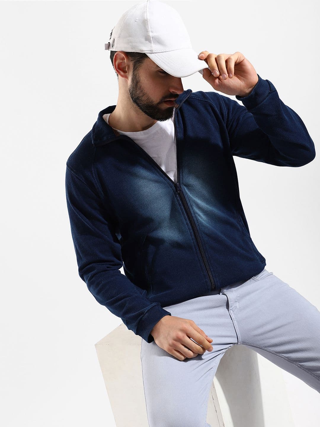 CAHOOT Men Blue Washed Windcheater Outdoor Cotton Denim Jacket - view 1