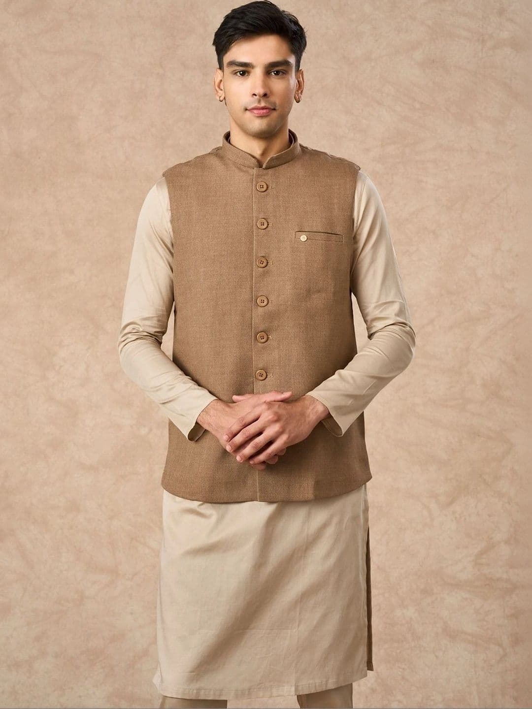 Manyavar Woven Design Woven Nehru Jackets - view 1