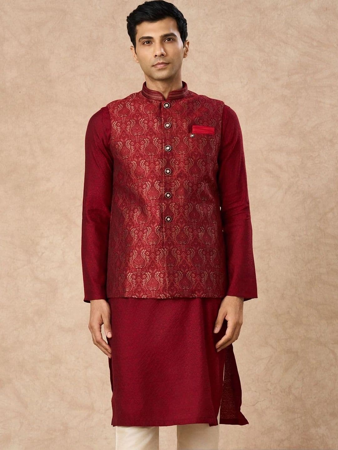 Manyavar Woven Design Woven Nehru Jackets - view 1
