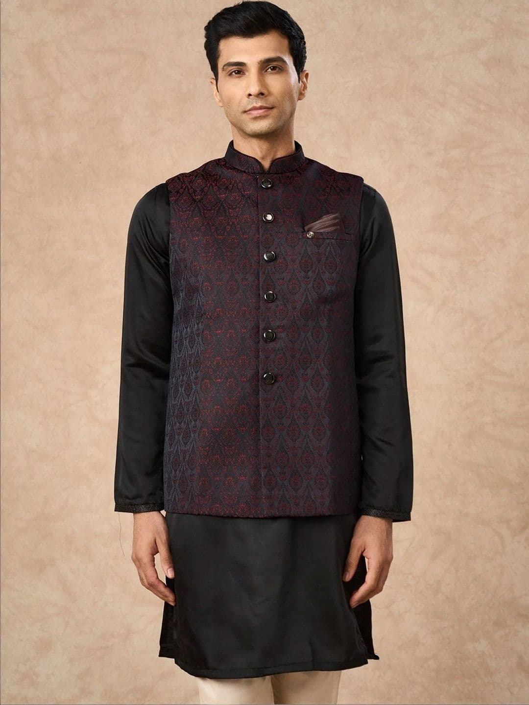 Manyavar Woven Design Woven Nehru Jackets - view 1
