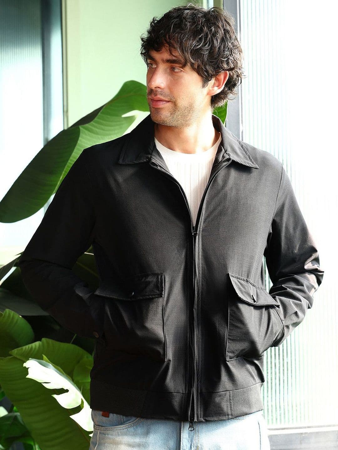 CAHOOT Geometric Spread Collar Lightweight ZipFront Jacket - view 1