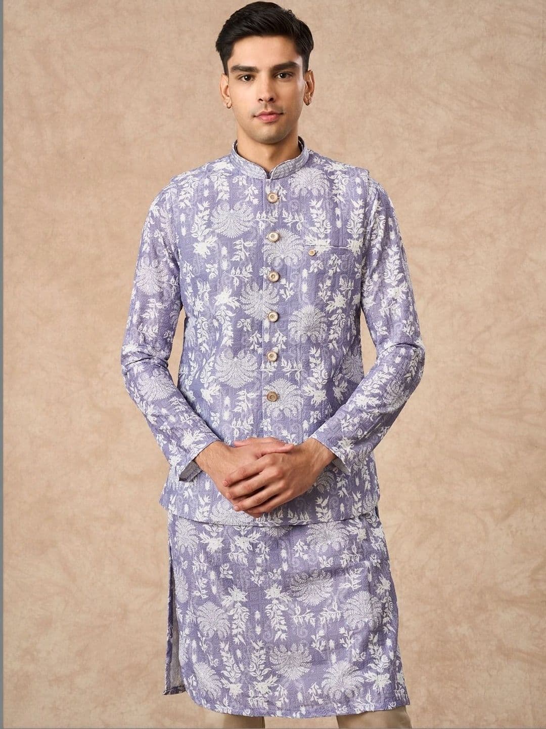 Manyavar Woven Design Woven Nehru Jackets - view 1
