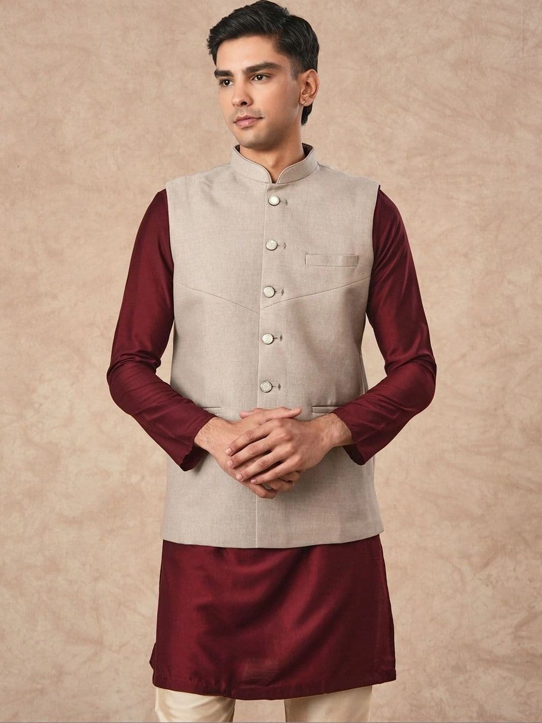 Manyavar Woven Nehru Jackets - view 1