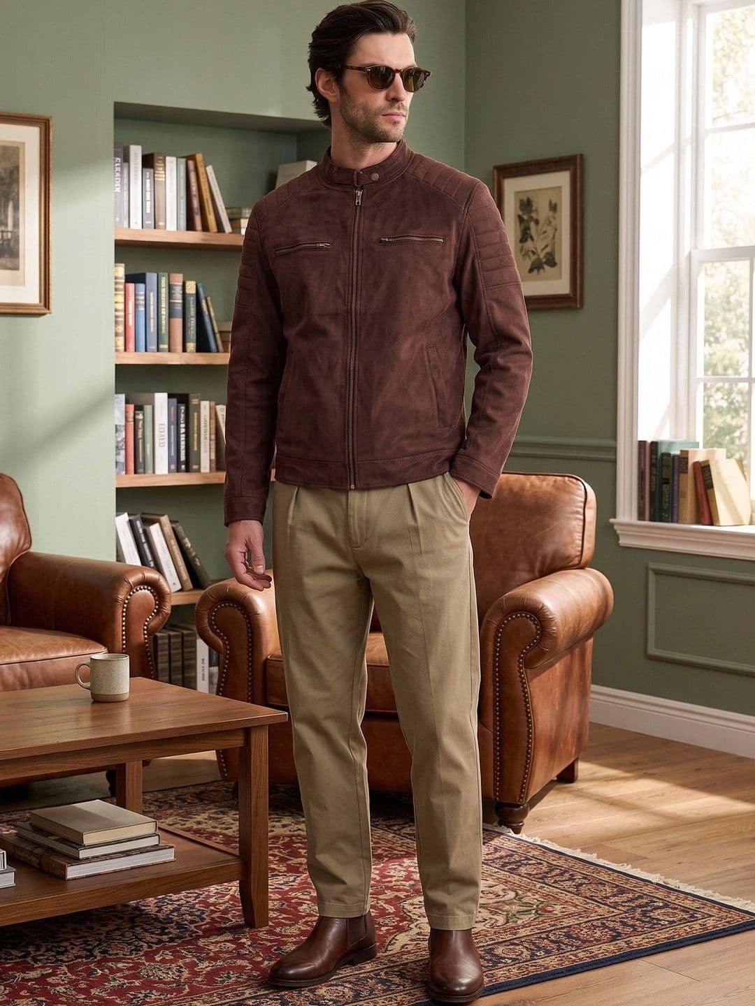 Roadster Men Suede Outdoor Biker Jacket - view 1