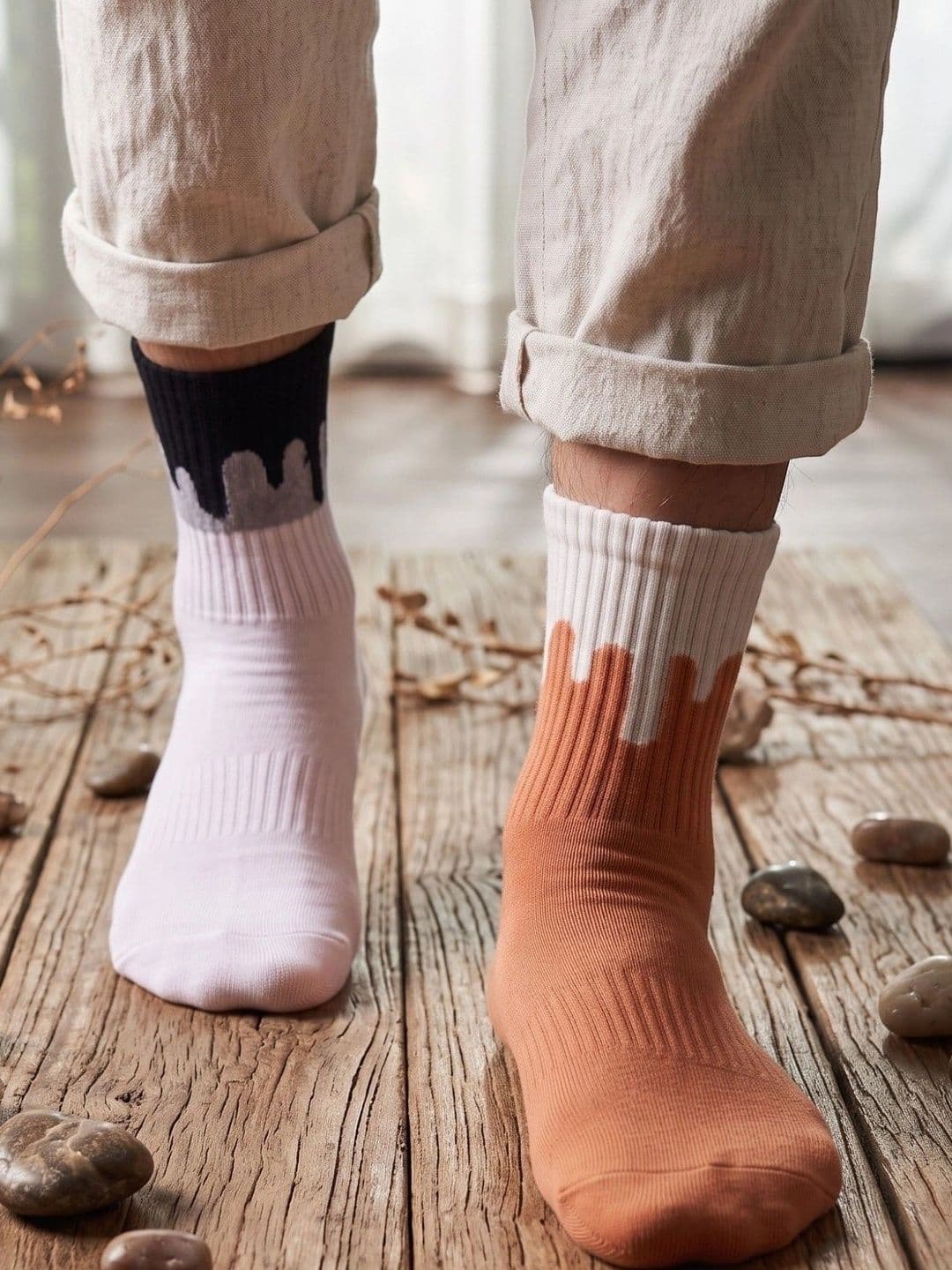pell-mell Men Pack of 2 Cotton Assorted Patterned Above Ankle Socks - view 1