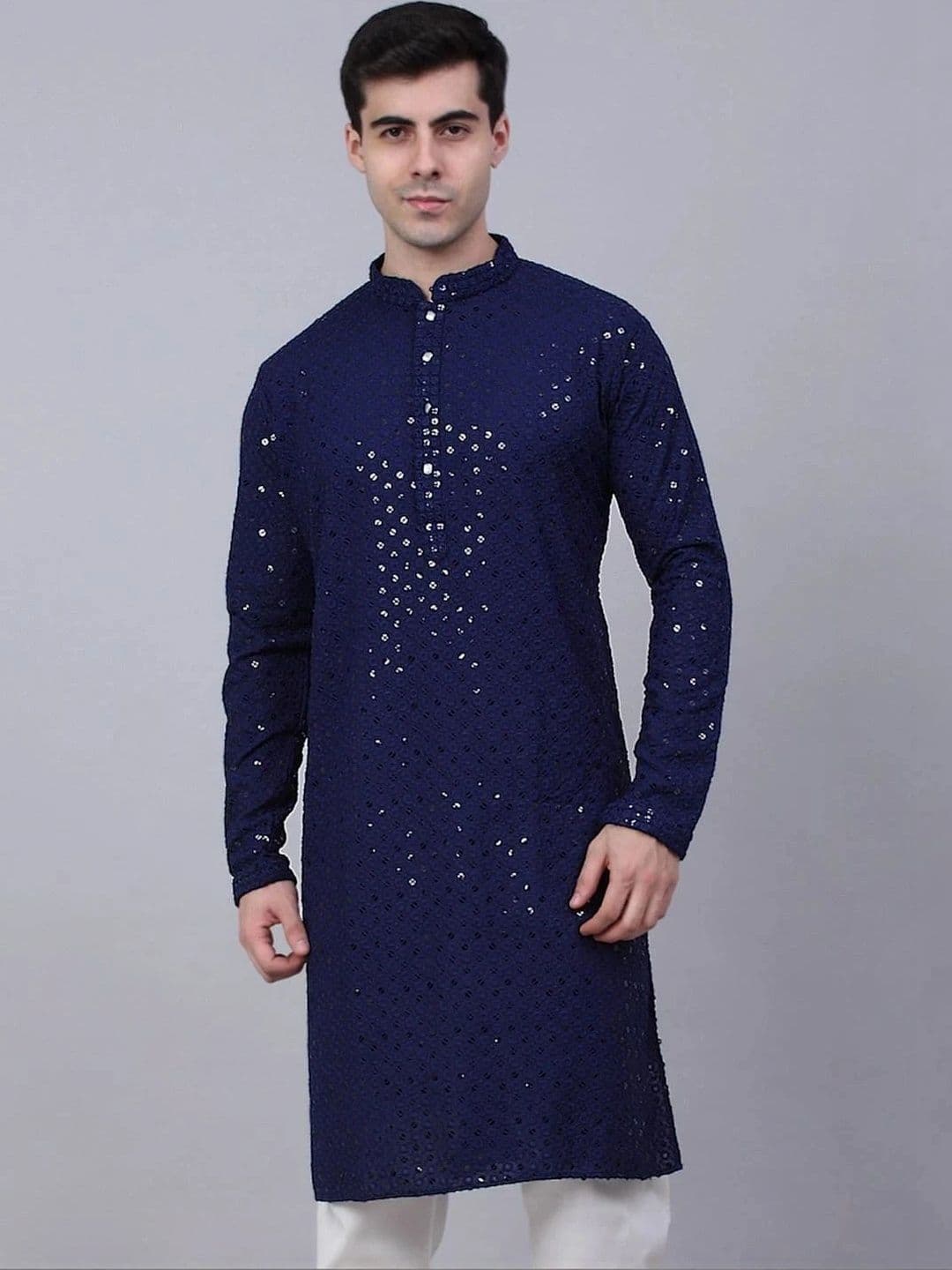 Moda Rapido Men Embellished Mirror Work Handloom Kurta - view 1