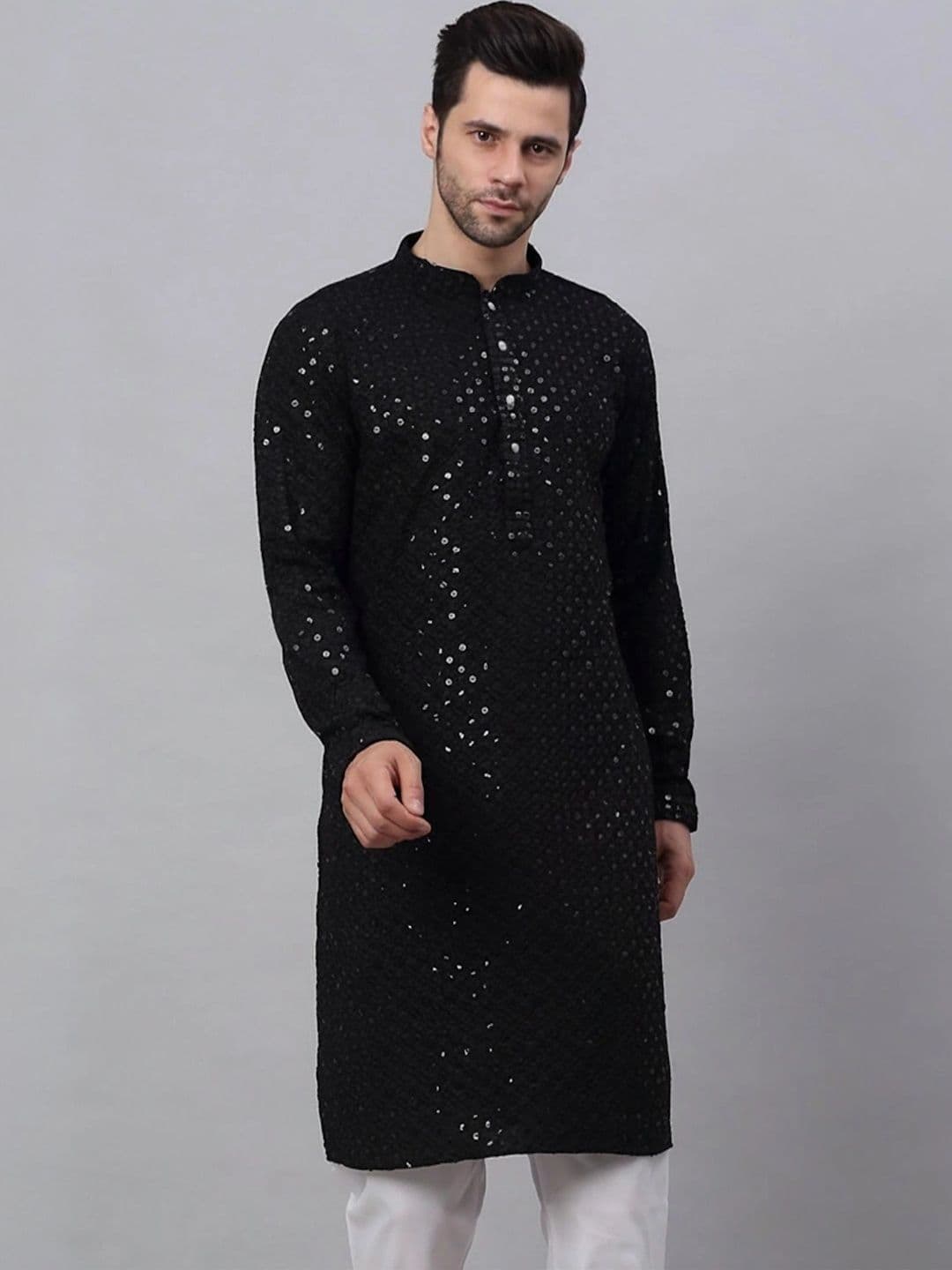Moda Rapido Men Embellished Sequinned Handloom Kurta - view 1