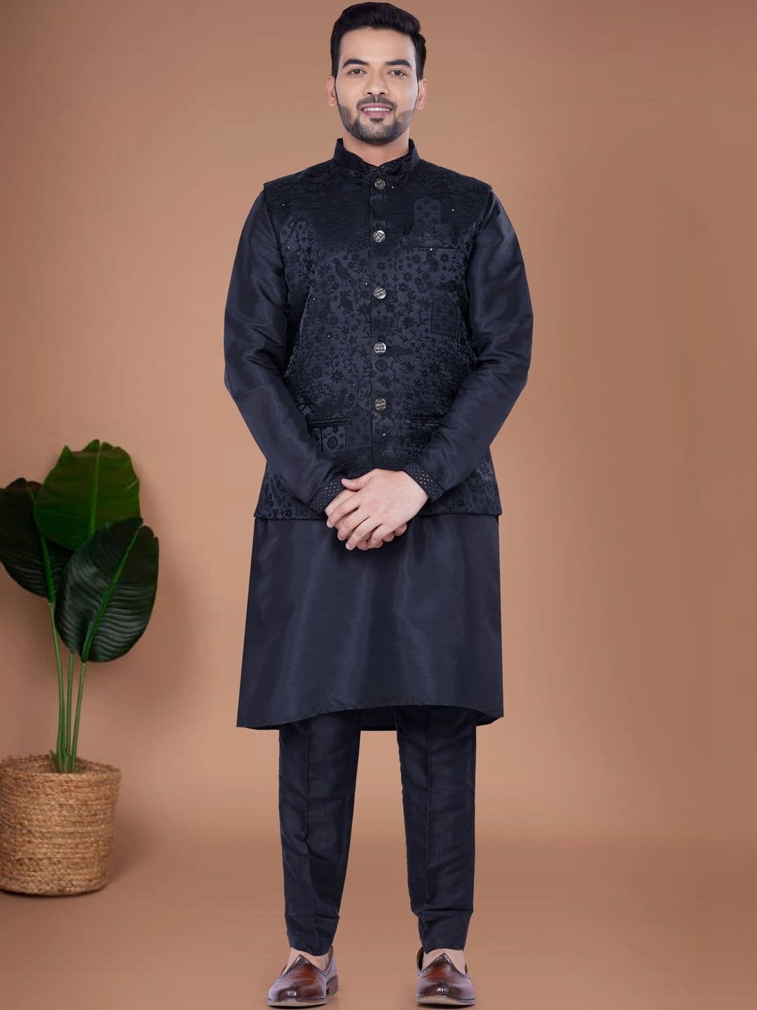 DULHAPAKSH Men Open Front Jacket with Embroidered - view 1