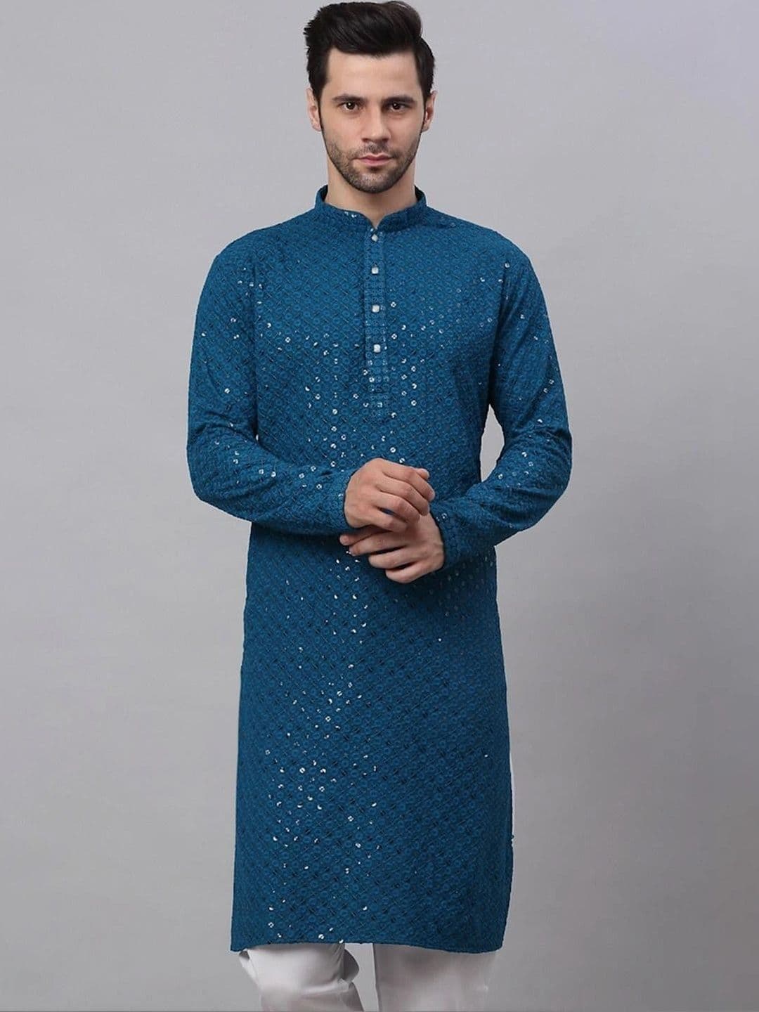 Moda Rapido Men Embellished Sequinned Handloom Kurta - view 1