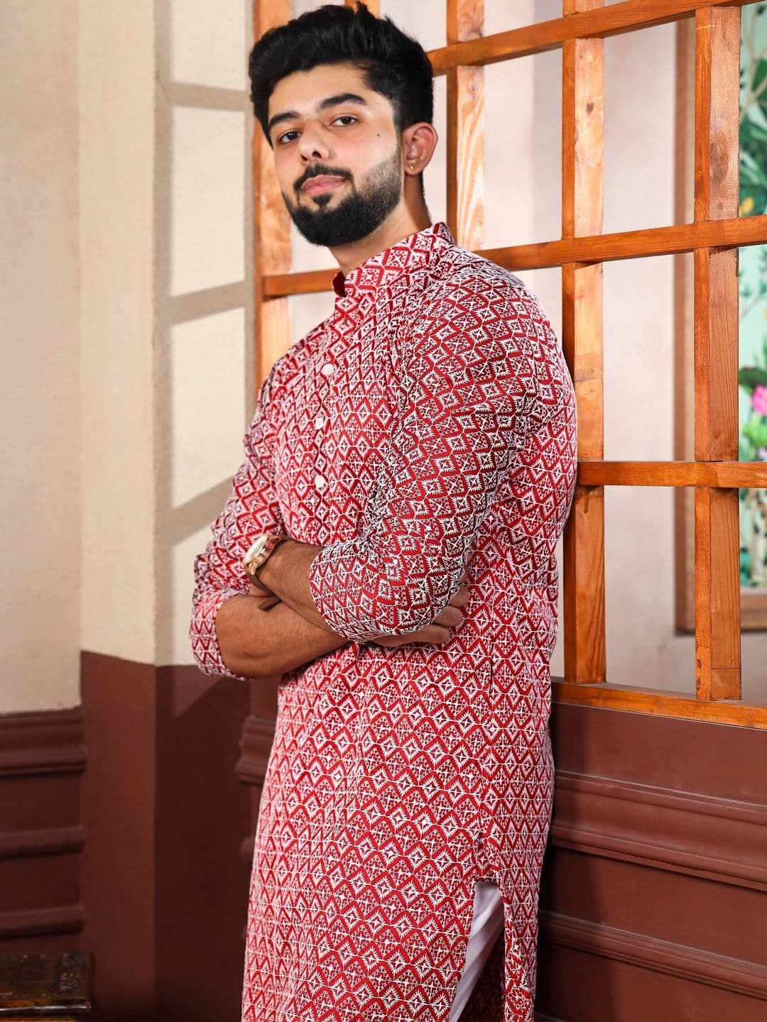 Moda Rapido Men Ethnic Motifs Printed Handloom Kurta - view 1