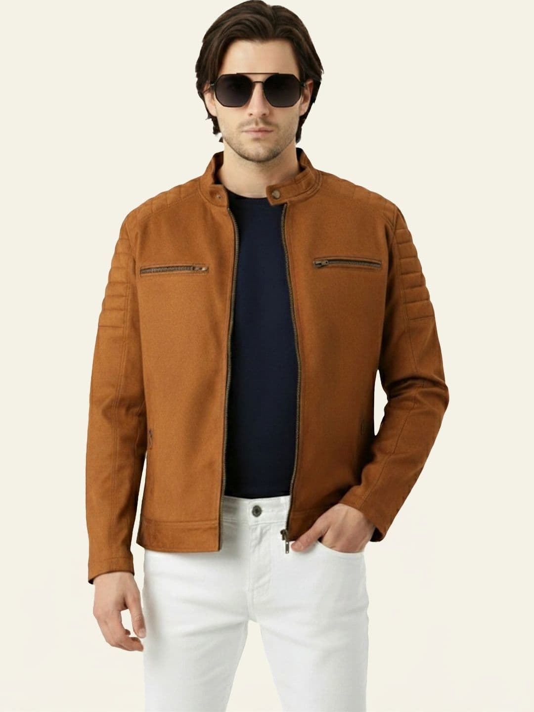 Leather Retail Men Suede Lightweight Outdoor Biker Jacket - view 1