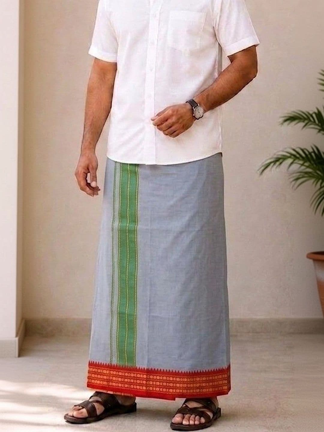 Sharan Elegance Men Striped Cotton Dhoti Dhotis - view 1