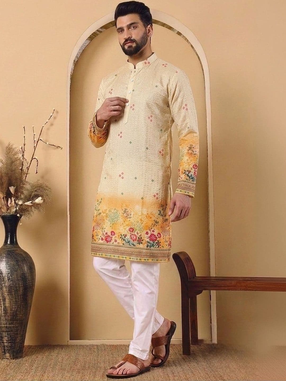 Anouk Men Floral Printed Floral Kurta - view 1