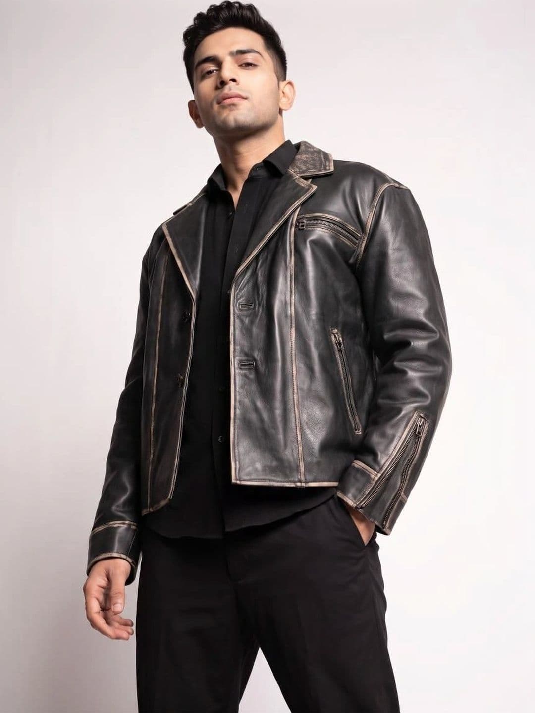 Mark Styling Men Leather Leather Jacket - view 1