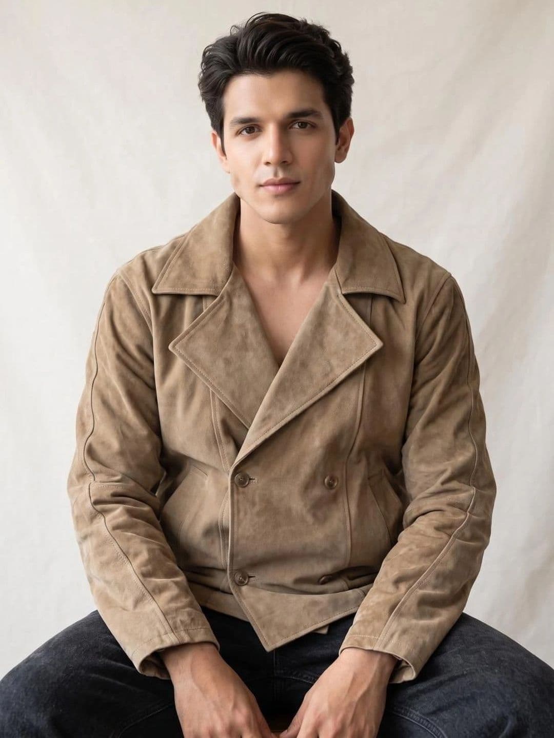 Mark Styling Men Suede Open Front Jacket - view 1