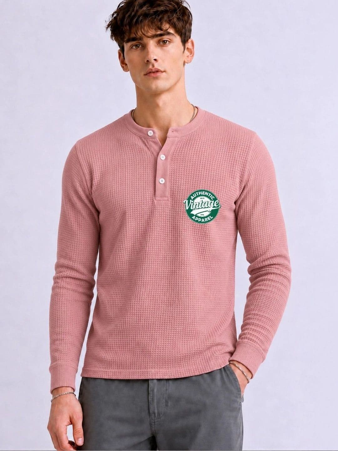 Mobox Men Brand Logo Henley Neck Pockets T-shirt - view 1