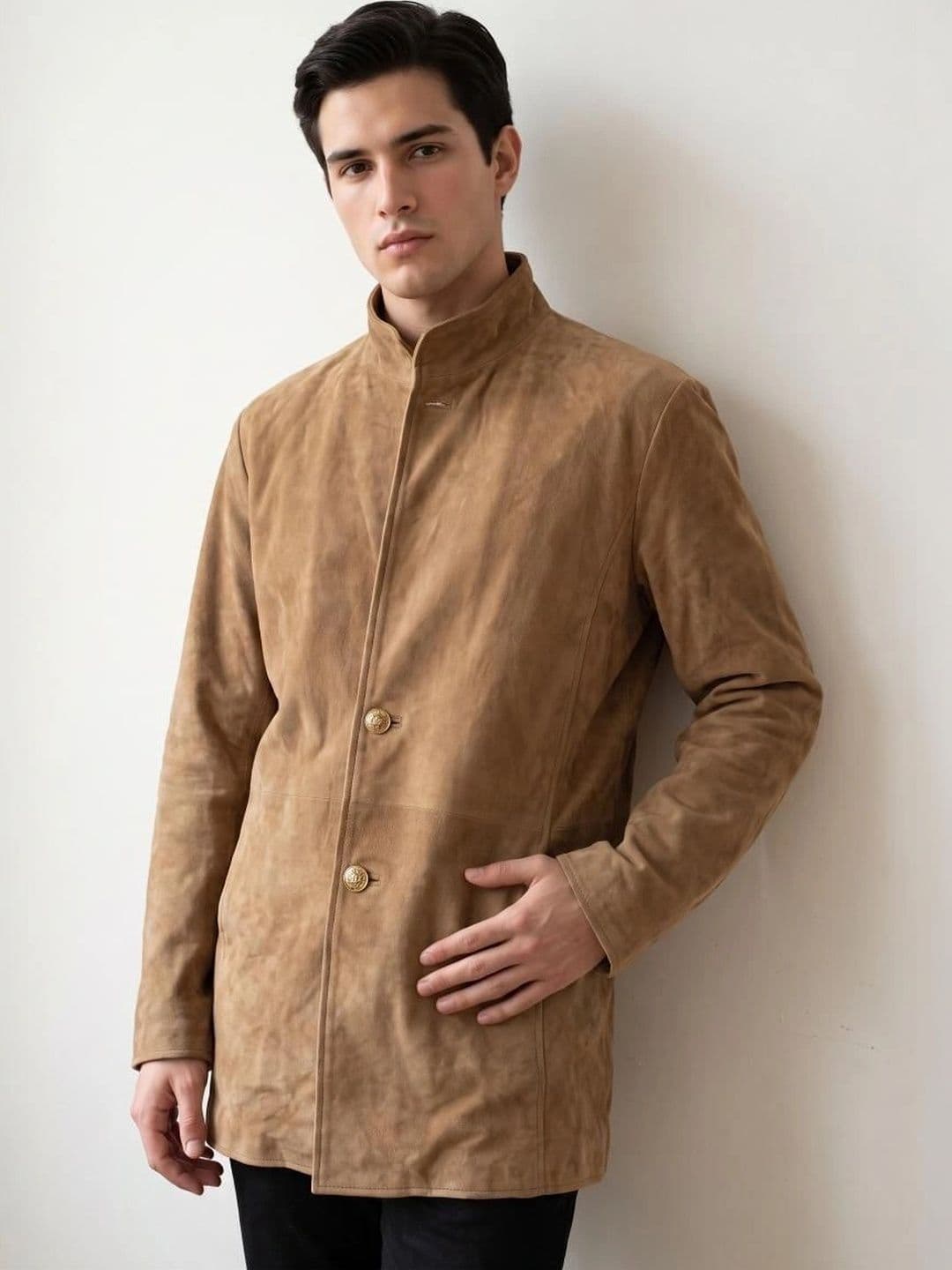Mark Styling Men Suede Open Front Jacket - view 1