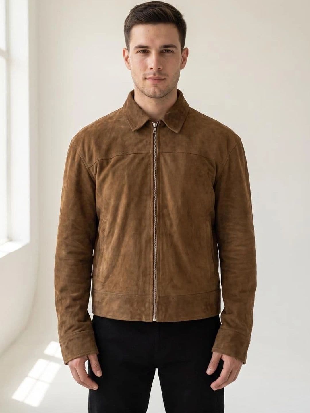 Mark Styling Men Suede Leather Jacket - view 1