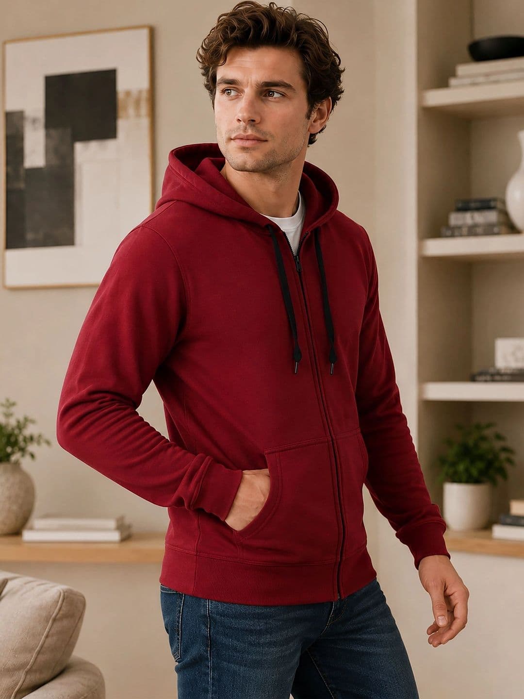 THE BEETEL HOUSE Men Fleece Open Front Jacket - view 1