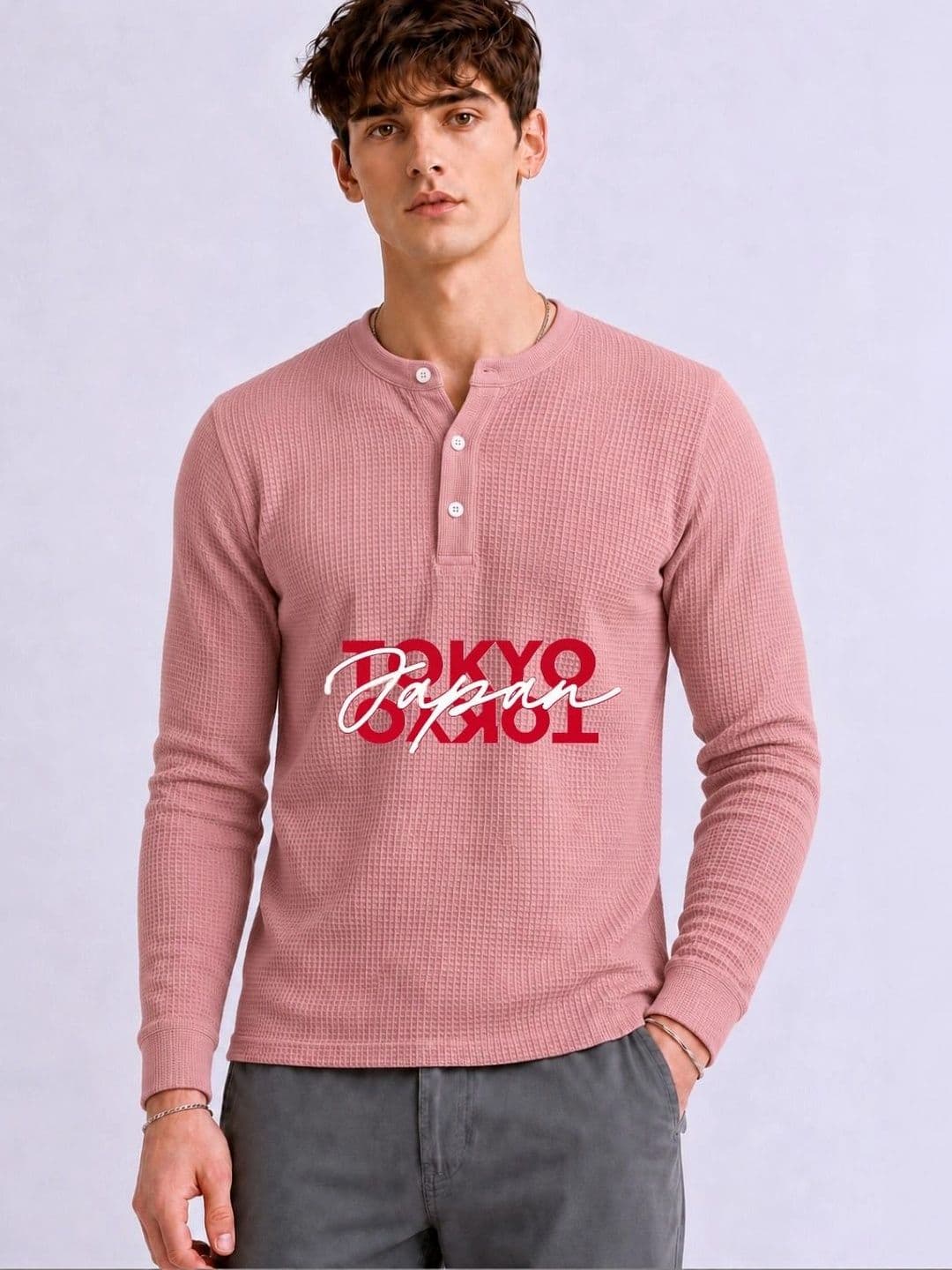 Mobox Men Typography Henley Neck T-shirt - view 1