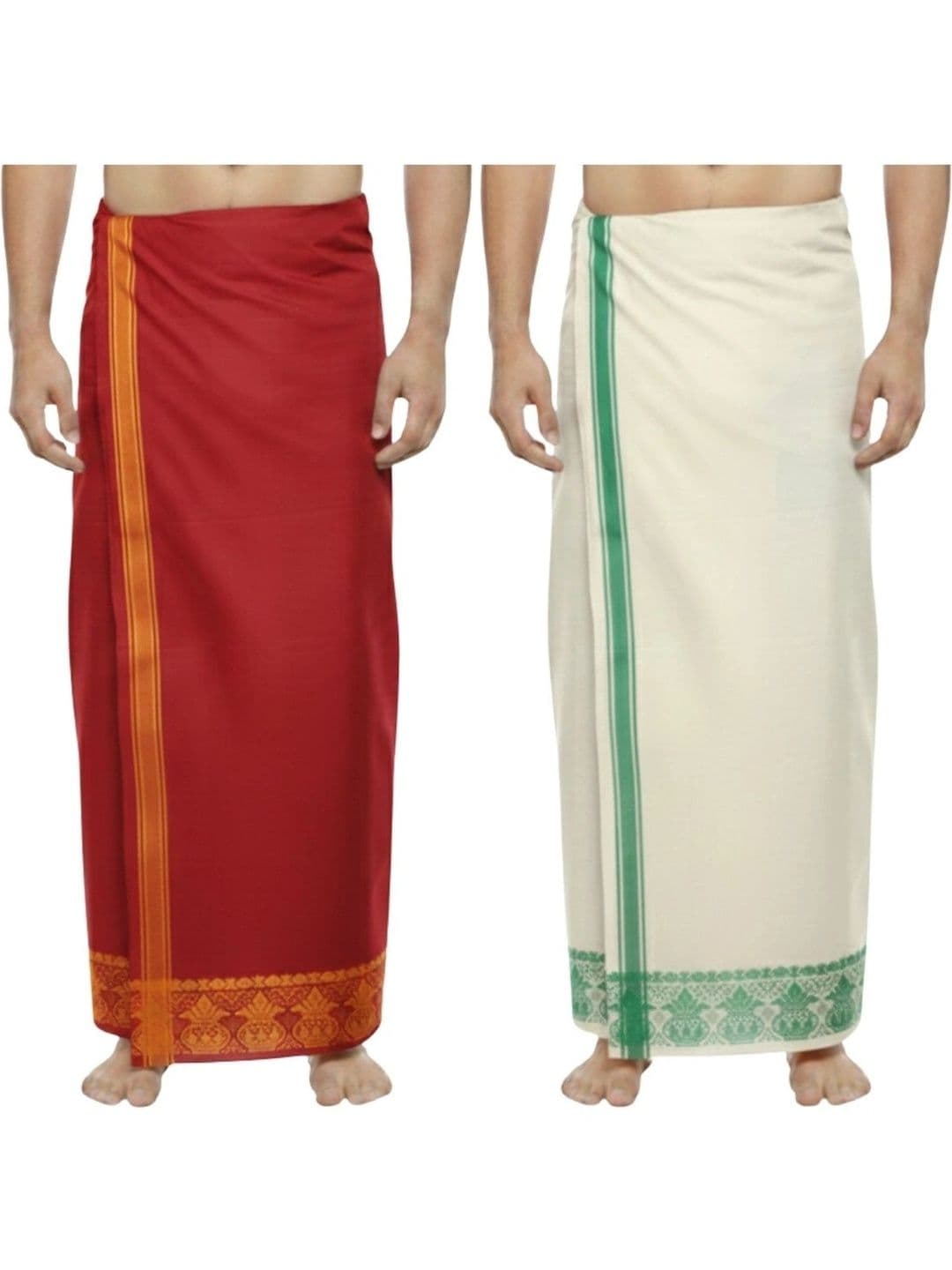 Sharan Elegance Men Set Of 2 Embroidered Cotton Dhoti Dhotis - view 1