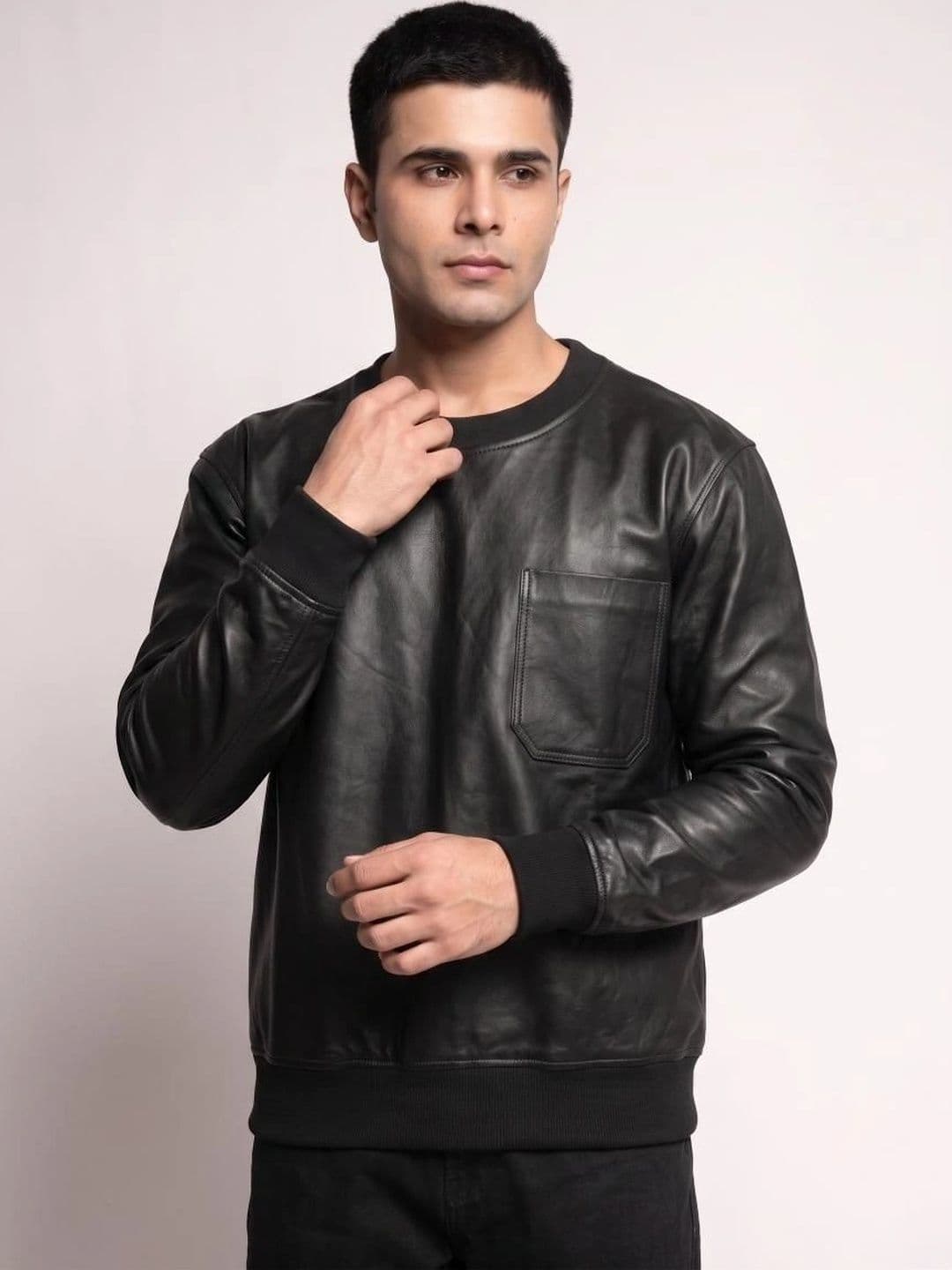 Mark Styling Men Leather Bomber Jacket - view 1