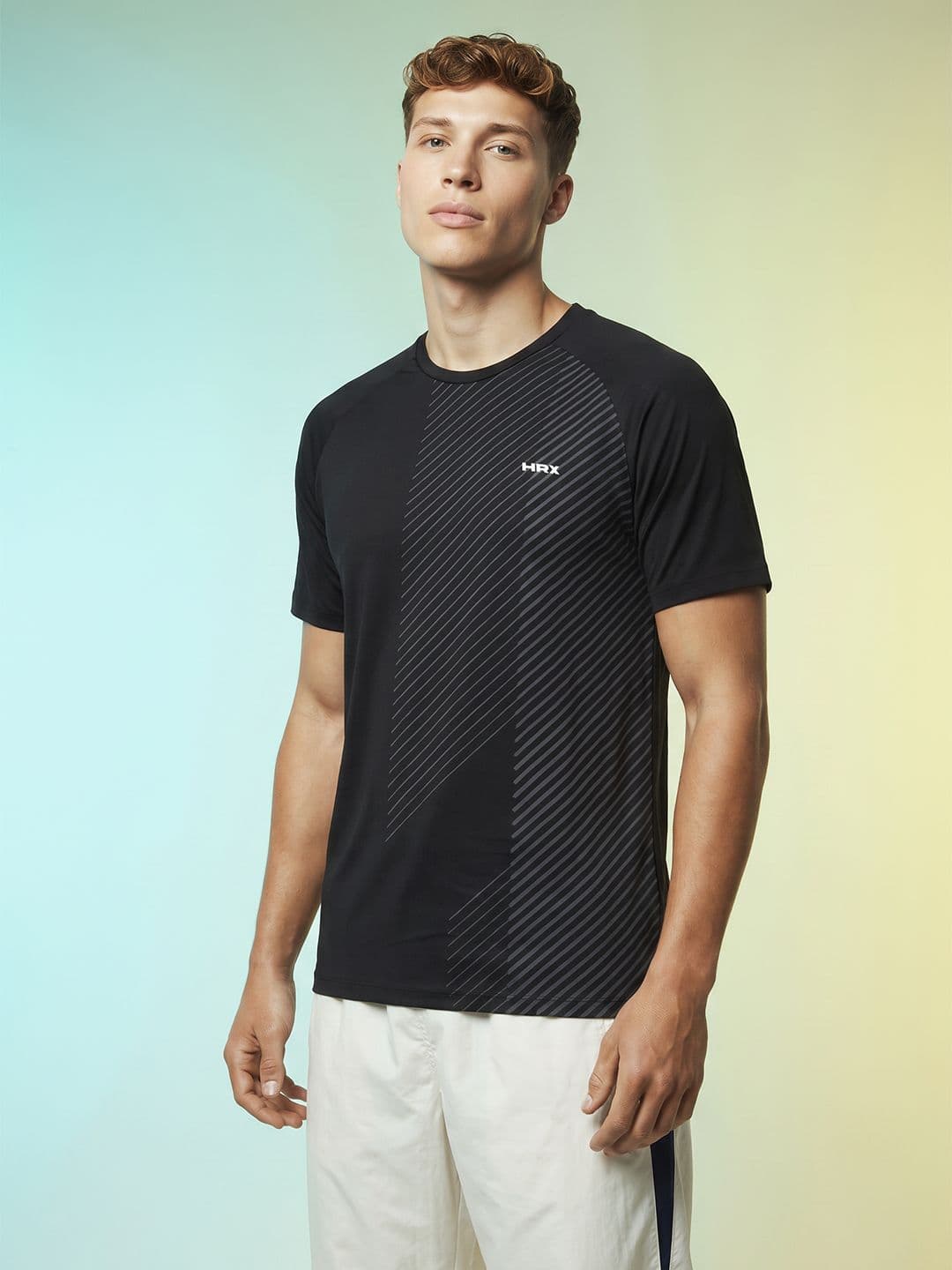 HRX by Hrithik Roshan Striped Rapid Dry Training T-shirt - view 1