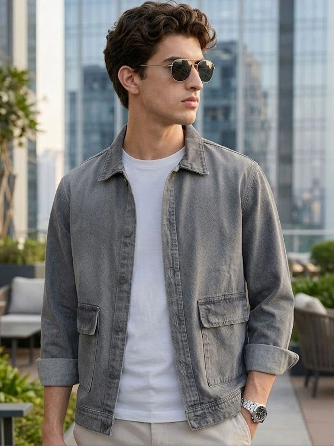 Urbano Fashion Washed Denim Jacket - view 1