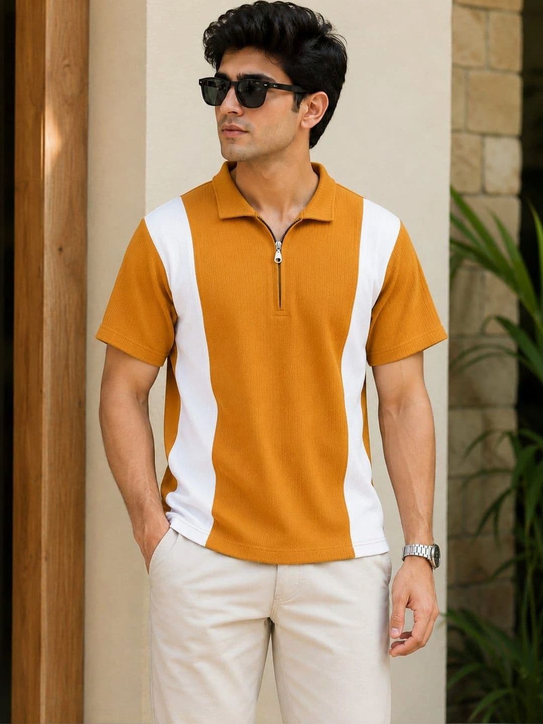 Blushme Men Colourblocked Polo Collar T-shirt - view 1