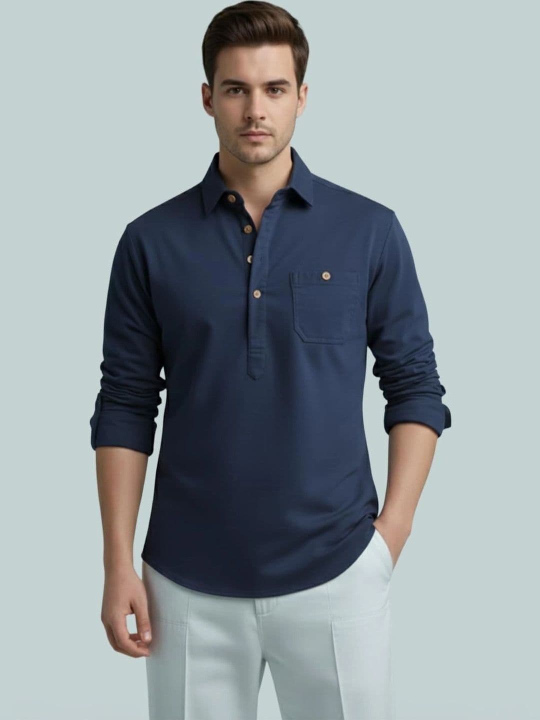 BLUE ROBED Men Kurta - view 1