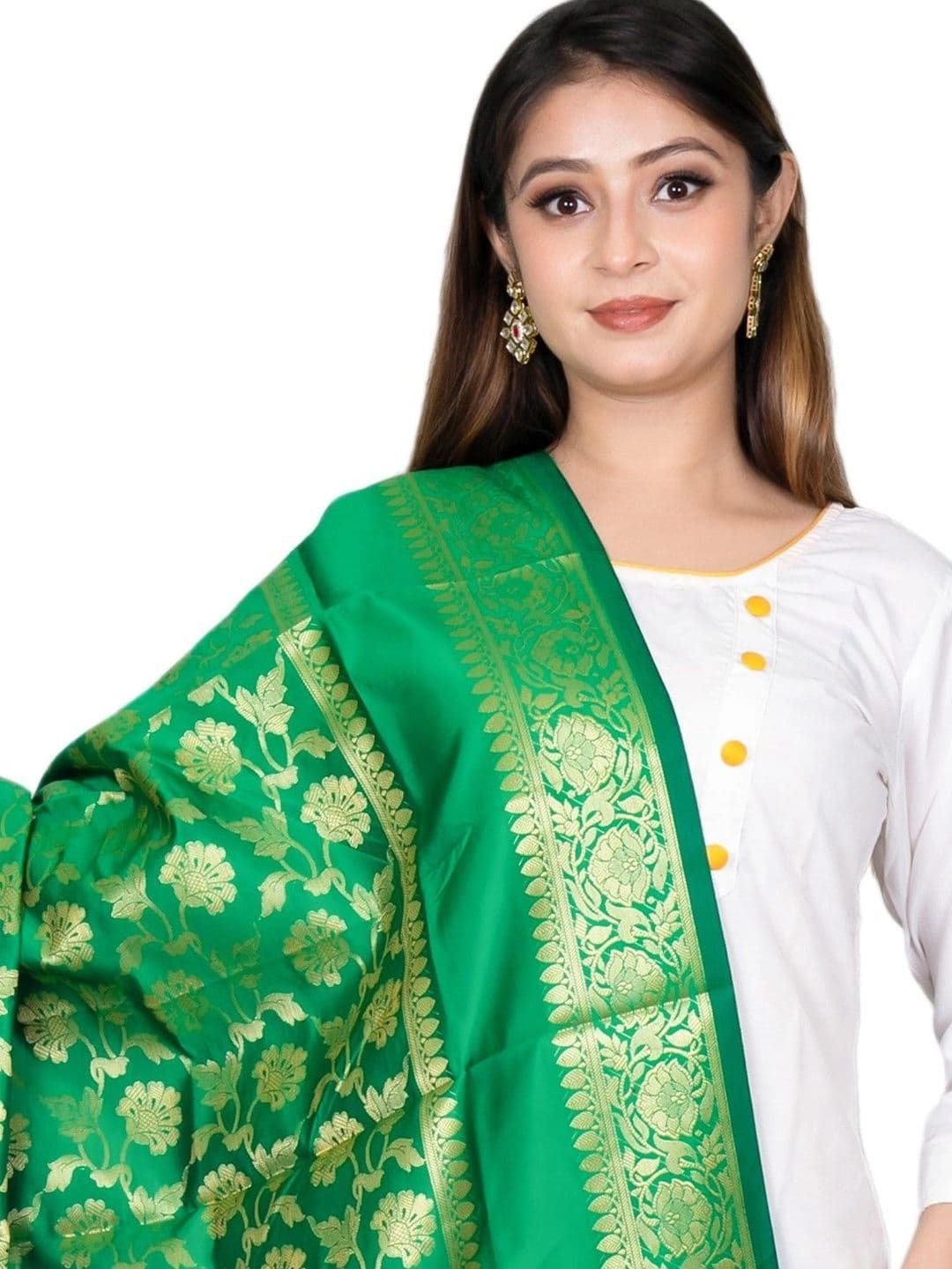 The SDF India Woven Design Art Silk Dupatta with Zari - view 1