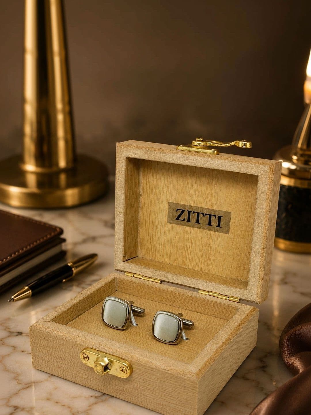 ZITTI Premium Men Stainless Steel Artificial Stones Studded Square Cufflinks - view 1