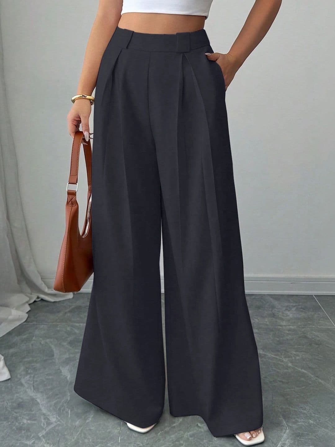 AAHWAN Women Relaxed High-Rise Loose Fit Formal Trouser - view 1