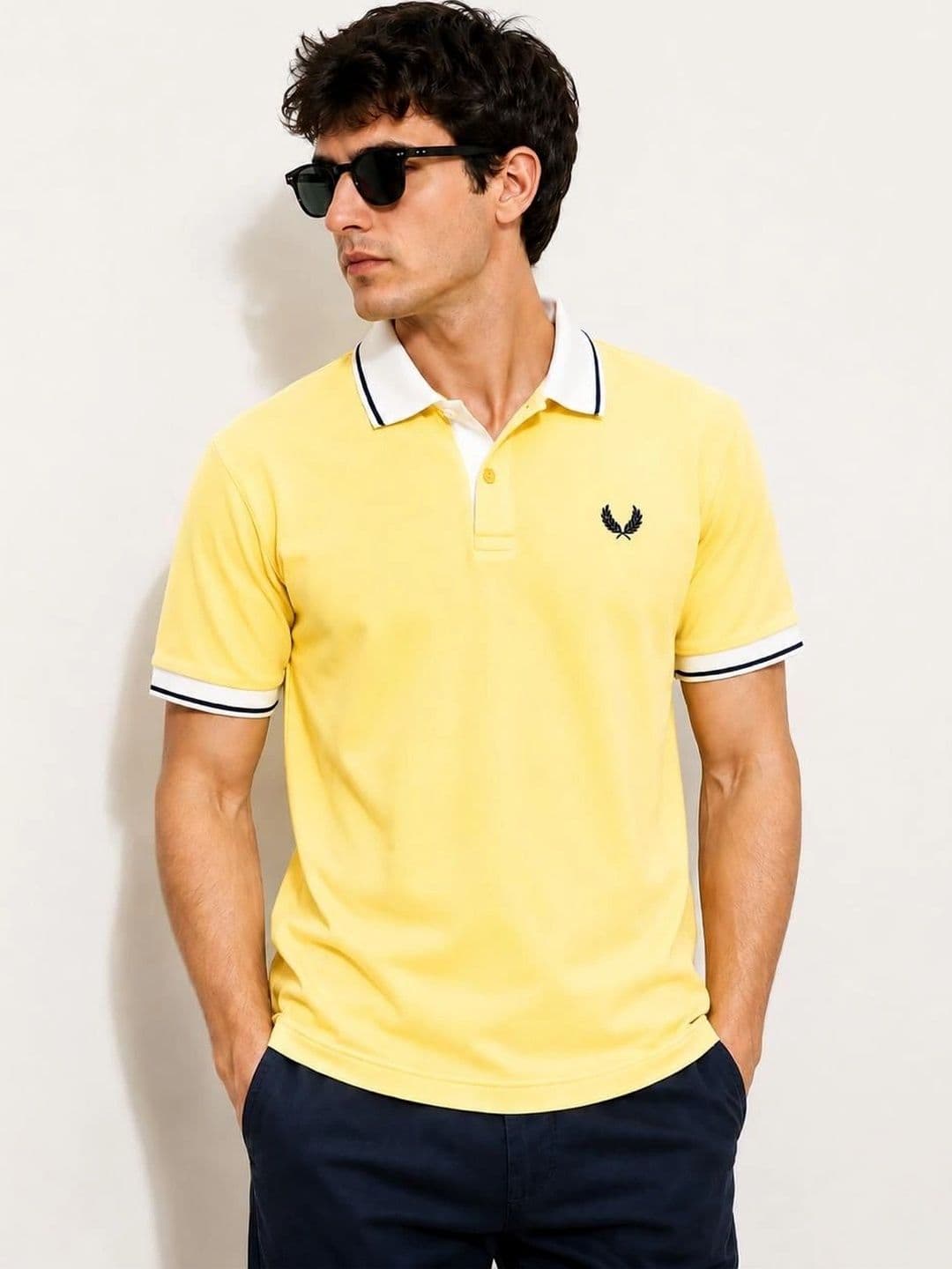 Raves Men Brand Logo Polo Collar Bio Finish T-shirt - view 1